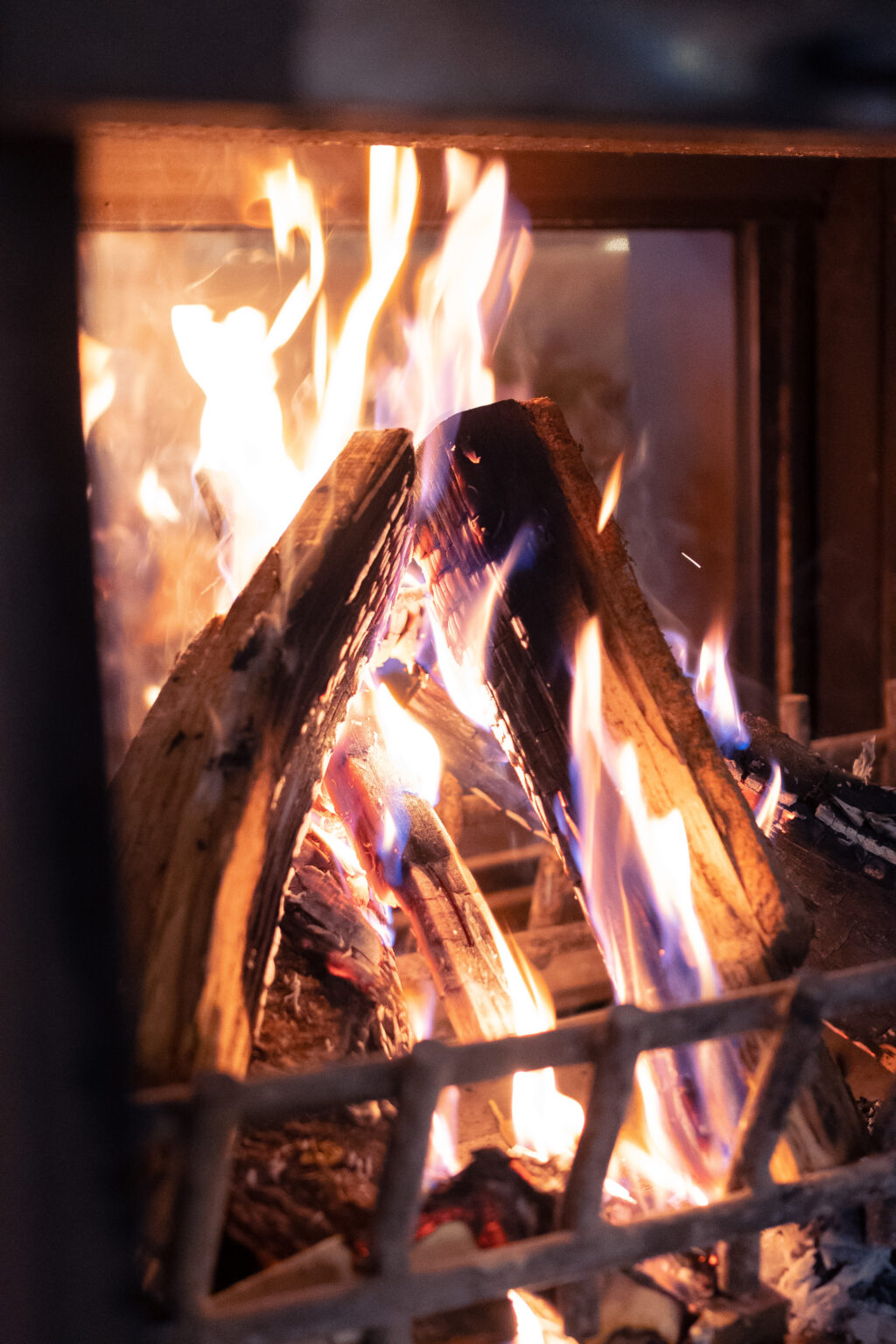 Fuoco di legna nel camino